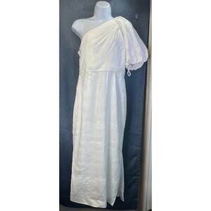 Antonio Melani Womens6 White One left Shoulder LinenBlend Summer Cocktail Dress